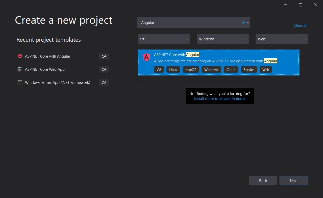Create a new project in Visual Studio