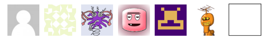 mp, identicon, monsterid, wavatar, retro, robohash & blank